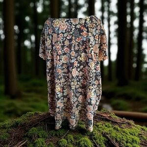 LOFT Floral Blouse - Black with Multicolor Flowers